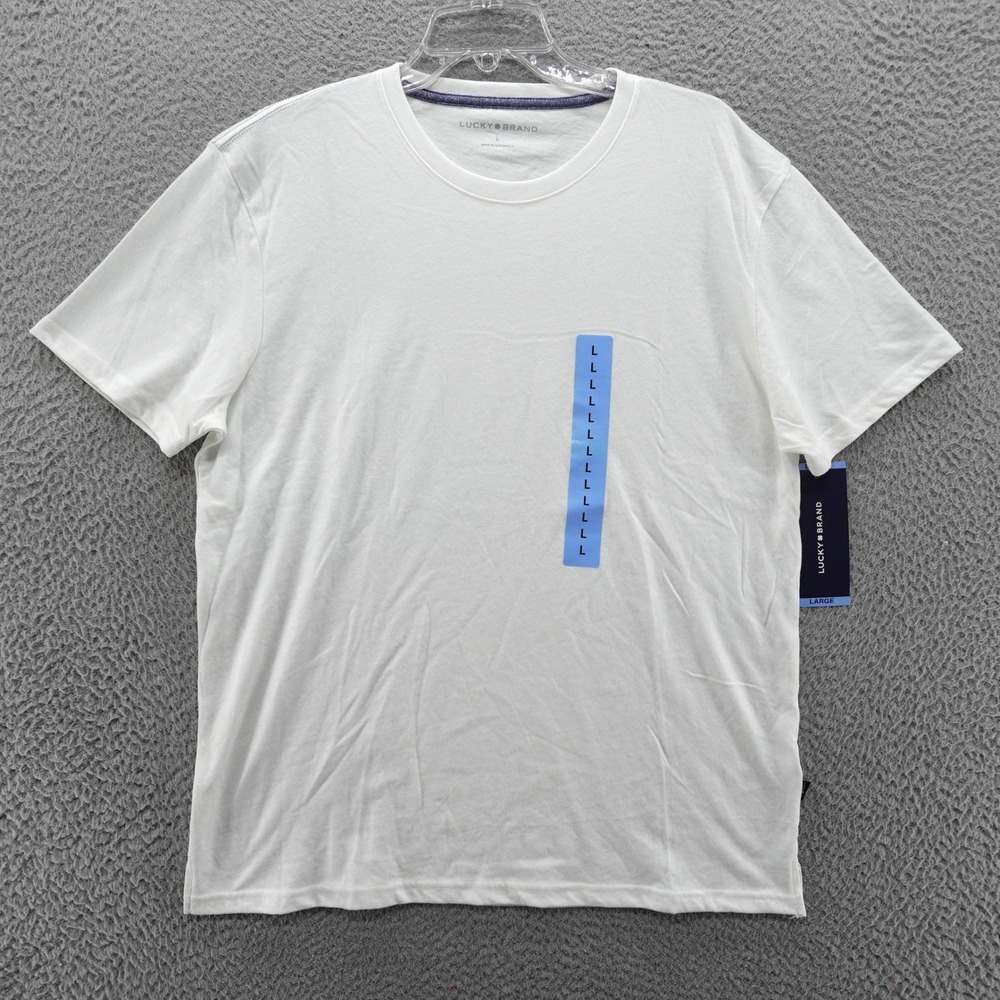 Lucky Brand Mens White Short Sleeve Crew Neck T-Shirt 7MS6000 Large NWT